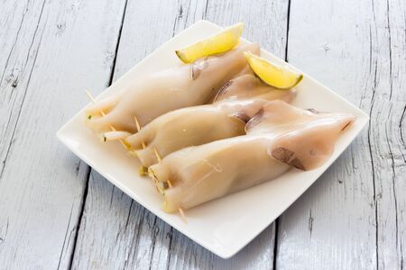 Stuffed cuttlefish uncookedの写真素材