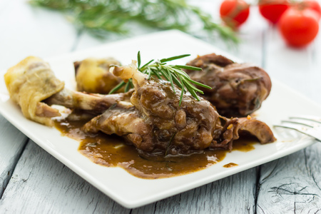 Chicken legs with red wineの写真素材