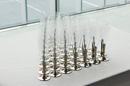 rows of glassesの写真素材