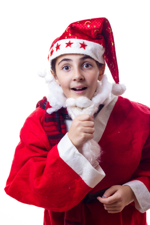 little girl with christmas costumeの写真素材