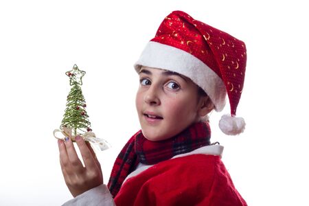little girl with christmas costumeの写真素材