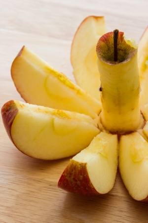 A close up view of an appleの写真素材