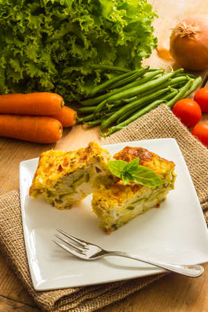 Close up view of vegetable flanの写真素材