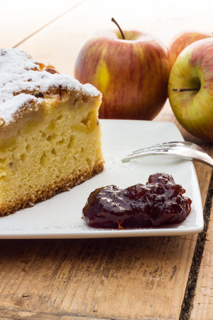 A tasty apple cake on the tableの写真素材