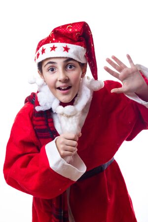little girl with christmas costumeの写真素材