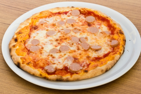 Pizza with wurstelの写真素材