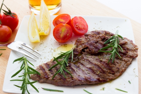Close up view of same veal steaksの写真素材