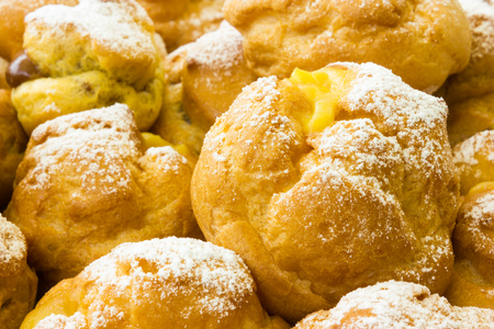 Bigne filled with egg creamの写真素材