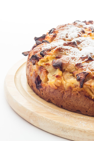 A tasty apple cake with white backgroundの写真素材