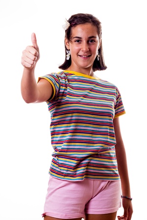 little girl with thumbs upの写真素材