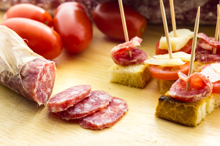 Finger food salamiの写真素材