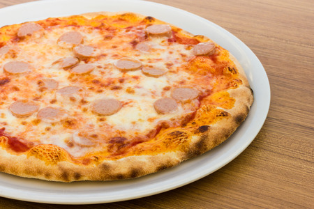 Pizza with wurstelの写真素材