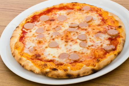 Pizza with wurstelの写真素材