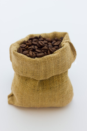 Close up of coffee beans in a bagの写真素材