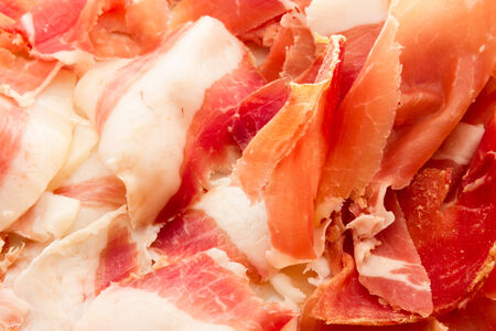 Real pork ham from Italy Bolognaの写真素材