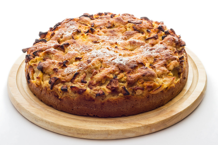 A tasty apple cake with white backgroundの写真素材