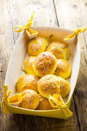 Homemade bread with sesameの写真素材
