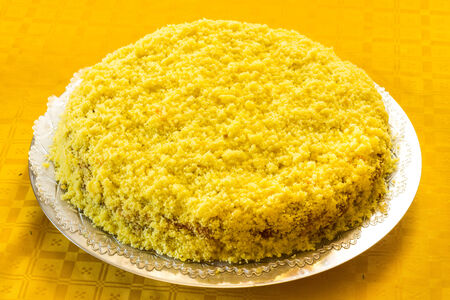 Colorfull and delicious mimosa cakeの写真素材