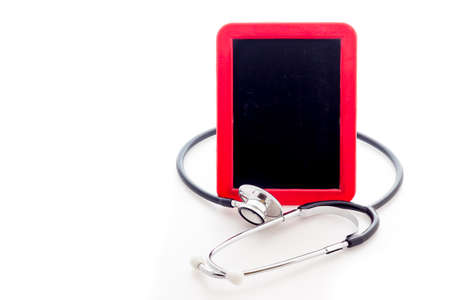 Stethoscope with red blackboardの写真素材