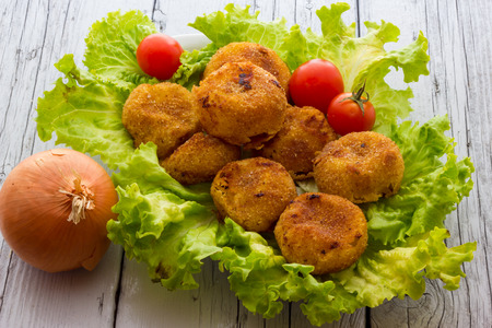 Home made onion croquettesの写真素材