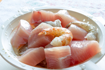 Cooking fish kebabsの写真素材