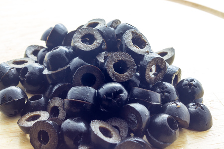 Chopped black olivesの写真素材