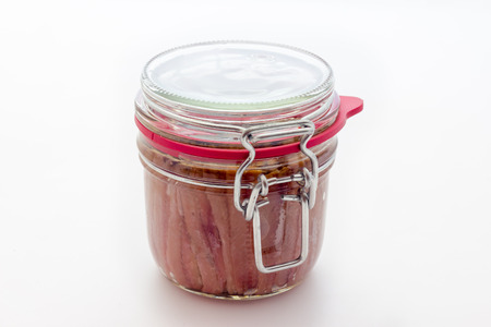 Jar of anchoviesの写真素材