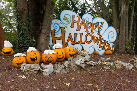 Orange pumpkins for Halloween Partyの写真素材