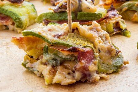 Zucchini and bacon rolls bakedの写真素材