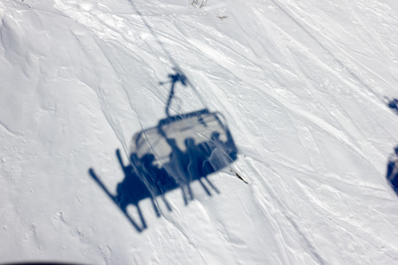 Ski chairlifts shadowの写真素材