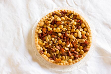 Tart with almonds and hazelnutsの写真素材