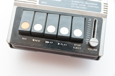 Details of a vintage Personal Cassette Playerの写真素材