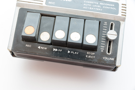 Details of a vintage Personal Cassette Playerの写真素材