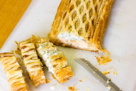 Pie with salmon and cheese
