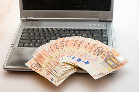Euros earned with your computerの写真素材