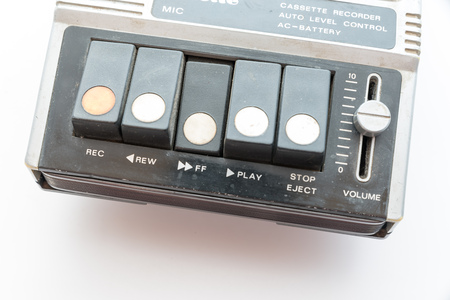 Details of a vintage Personal Cassette Playerの写真素材