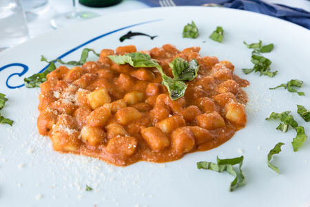 Gnocchi with tomatoの写真素材
