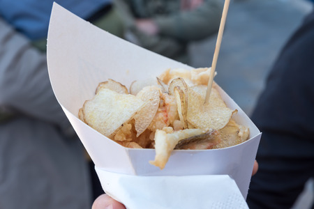 Chips and fish basketの写真素材