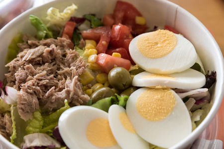 mixed salad with eggs の写真素材