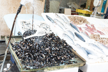 Mussels at the market of Naples Italyのeditorial素材
