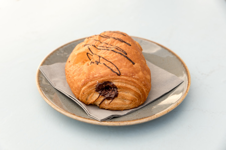 Croissant stuffed with chocolateの写真素材