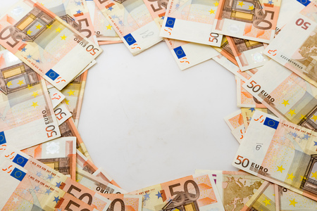 Pile of Euro banknotesの写真素材