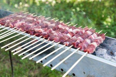 Cooking Abruzzesi arrosticiniの写真素材