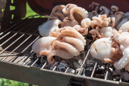 Cooking the grilled polypsの写真素材