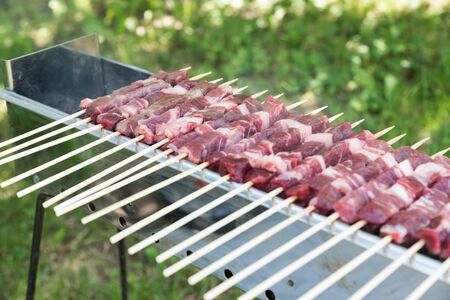 Cooking Abruzzesi arrosticiniの写真素材