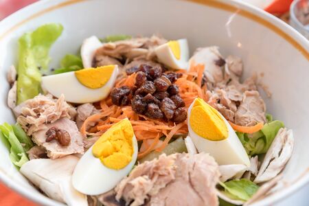 Salad with egg and tunaの写真素材