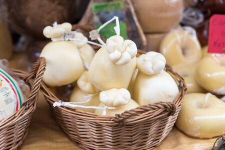 Soft cheese caciotta Italyの写真素材