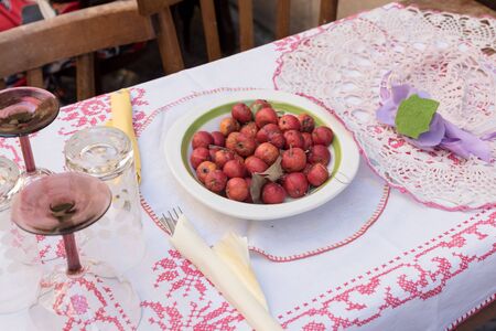 Typical Sicilian tables restaurantsの写真素材