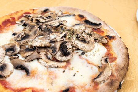 Pizza with mushroomsの写真素材