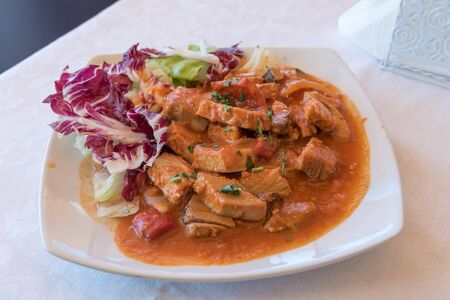 Stew with tomato sauce and onionの写真素材